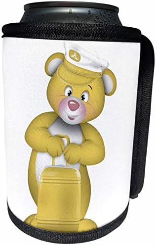 3. Сладък Жълт Мечка-капитан на круизния кораб с багажа. - Опаковки за бутилки-охладители (cc_354849_1)