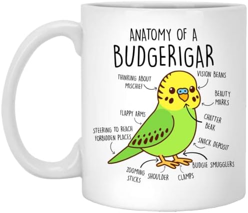 Кафеена чаша GreenStar Gifts Budgie, Подарък за Скъп птичке, Фен на домашните папагали, Забавен подарък За нея, Него,