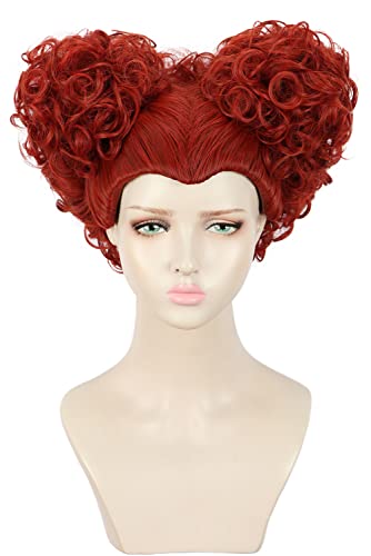 Yuehong Жена червено-кафява перука Сандерсона във формата на сърце, cosplay, с костюм, перука за Хелоуин, модерен перуки
