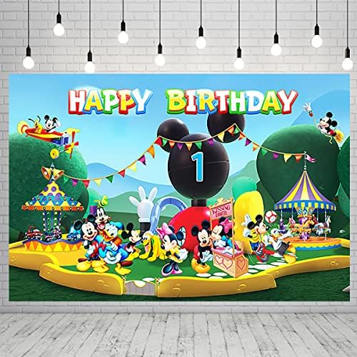 На фона на клуба на Мики Маус на 1-ви Рожден Ден, Аксесоари за парти, Банер за клуба на Мики Маус за Декорация на партита,