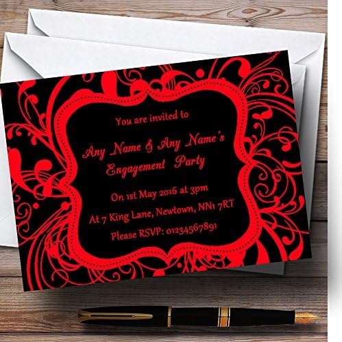 Персонални Покани на парти по повод Ангажименти в стил Black & Red Завъртете Deco