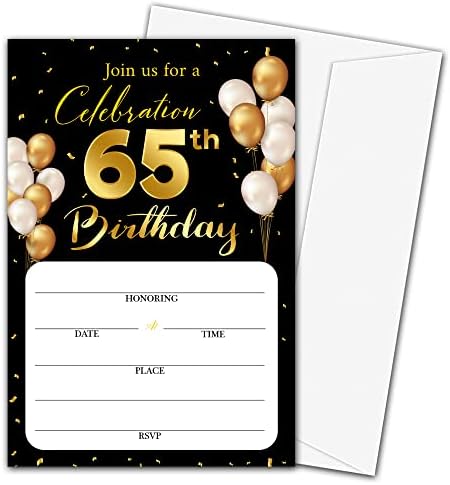 покани картички на 65-ти рожден ден в пликове - Класическа златна тема Попълнете Празните Покани картички на парти по
