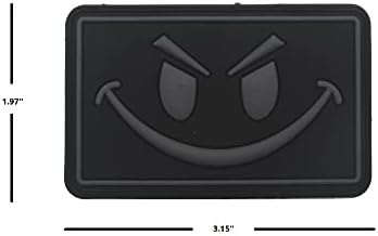 ewkft Гумени ленти Evil, усмихнато лице, PVC-нашивка, квадратни ленти с усмивка за облекло, аксесоари за раници (сиво и черно)