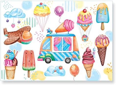 Фон за сладолед – Банер с топка сладолед за украса на парти по случай рождения Ден – Фон за снимки 7x5 фута – Фон за