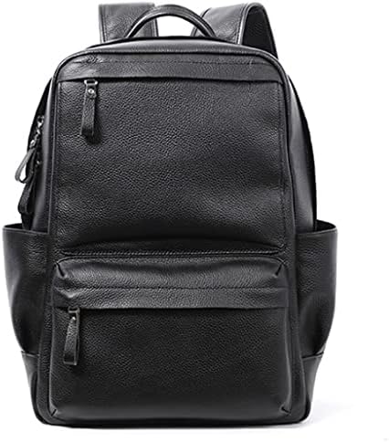 n/a Кожена Раница За Мъже с Голям Капацитет 15,6 инча, Раница за лаптоп, Мъжки Пътни Чанти за Тийнейджъри, Училищни чанта (Цвят: черен размер: 43x30 см)