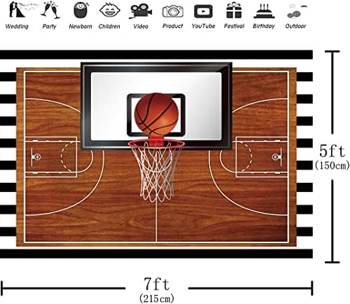 Hilioens 7 × 5 метра Баскетболен Тематичен Фон За Снимки на Момчетата на 1-ви Рожден Ден, Детска Спортна Баскетболно Игрище, Вечерни Украса За Банери
