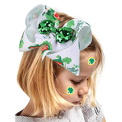 2023 Нова Ирландска Превръзка на Главата с Лък, Детски Еластична Дизайнерска шнола за коса Patrick ' s Green St., Щипки за коса за момичета (A, един размер)