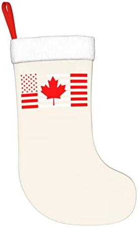 QG ZZX Флаг на САЩ, Канада Коледен Отглеждане на Коледни Чорапи, Окачен Чорап За Камина 18 Инча Празнична Украса
