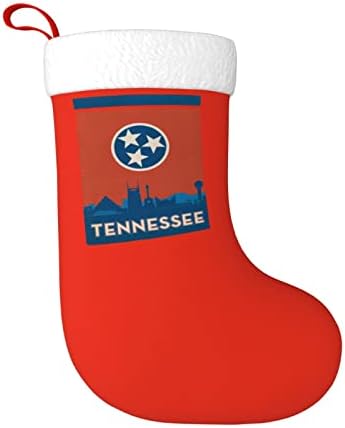 QG ZZX Дизайн Хартата Тенеси Коледен Отглеждане на Коледни Чорапи, Окачен Чорап За Камина 18 Инча Празнична Украса