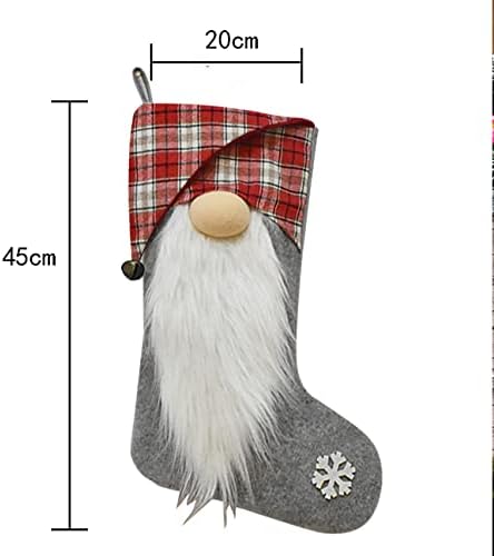 YELAIVP 2 Опаковане на Коледни Чорапи с 3D Дядо Коледа и Шведски Гномом, 18 Персонализирани Плюшени Чорапи, Коледни Окачени