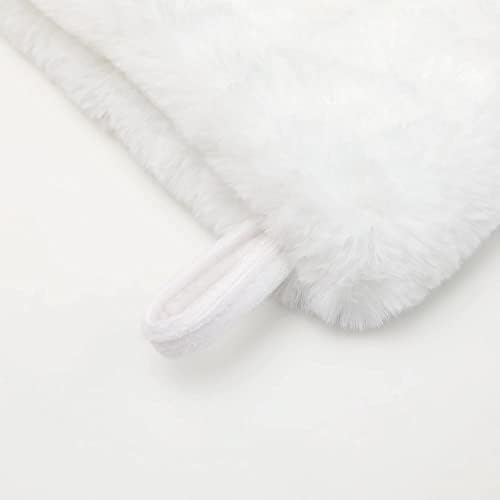 Tokforty 20 Инча от Бяло Кадифе с бяла супер Меки Плюшени белезници с Монограм Коледни Чорапи, Коледни Персонализирани