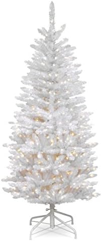 Изкуствена Тънка Коледно дърво Tree National Company, Предварително Осветени, Бяло, Кралско Смърч, Бели светлини, пакет
