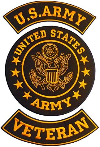 Жълта нашивка на ветеран от армията на САЩ на черен фон за байкерской якета CGI