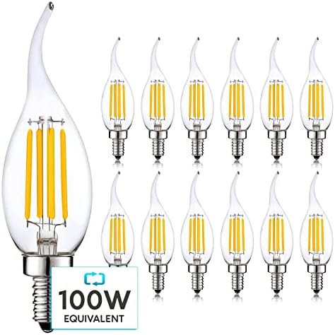 Led лампи LUXRITE в 12 опаковки в канделябрах мощност 100 W, 800 Лумена, 2700 Към Топлия бял цвят, 7 W, Лампи за полилеи
