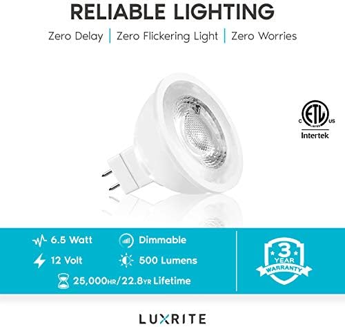 Led лампа LUXRITE MR16 с мощност 50 W, 12 В, 2700 К, топло бял, с регулируема яркост 500 Лумена, led лампа-прожектор
