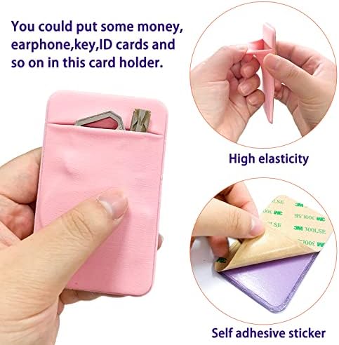 Държач за карти мобилен телефон SHONDE със самозалепваща стикер на гърба на телефона, ръкави за карти от еластична тъкан,
