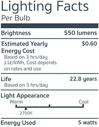 Led лампа за фен на Emery Allen EA-E26-5.0 W-001-279F-D JA8 с регулируема яркост на средна база, 120, В-5 W (еквивалент