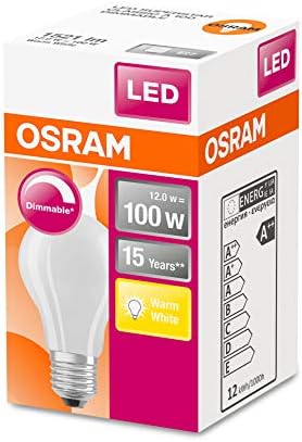 Led лампа OSRAM/Цокъл: E27/ Топло бял/2700 K/12 W/Замяна на лампи с нажежаема жичка с мощност 100 W/Led модификация Classic
