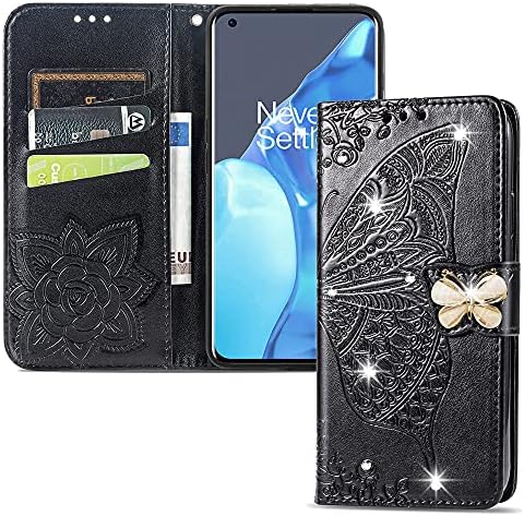 MEMAXELUS Чанта-портфейл за Motorola Moto G Power 2021, калъф за телефон Moto G Power 2021 със стойка за карта памет, калъф от изкуствена кожа, Съвместими с Мото G Power 2021, Butterfly Bling Тъмно-лилав