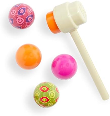 Б. – Стучащая играчка – Играчка под формата на топчета – 4 Разноцветни топчета и Чук – Забавни играчки за деца над 1