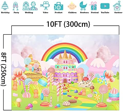 Моксика Шекерче На Клечка Candyland Фон Сладки Бонбони Фон за Рожден Ден за Момиче Дъгата Заключване Честване на рождения