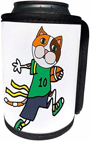 3dRose Забавен Сладък Ситцевый котка, Играе футбол с флага. - Опаковки за бутилки-охладители (cc-362122-1)