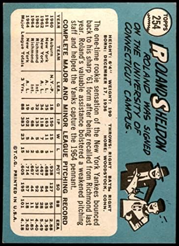 1965 Topps 254 Роланд Шелдън Ню Йорк Янкис (Бейзболна картичка), БИВШ + Янкис