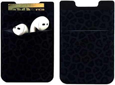 CalorMixs 2 Опаковки Държач за карти - Еластичен джоб за портфейл от Ликра, Текстилен Лигав ръкав, залепваща стикер 3 М на смартфони iPhone Samsung Galaxy с Android (черен контур)