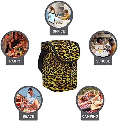 Чанта за Обяд с Леопардовым Любимец Принтом за многократна употреба Обяд-Бокс Голяма Вертикална Кутия за Обяд с Регулируем