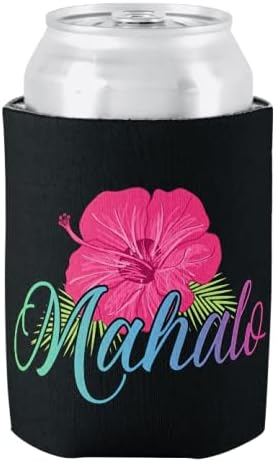 Ръкави за охлаждане на бирени кутии Aloha Hawaii Хибискус & Mahalo (2 опаковки) и 1 стикер Алоха - Меки Изолирани ръкави