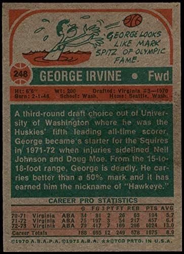 1973 Topps 248 Джордж Ървин Вирджиния Squires (Баскетболно карта) в Ню Йорк Squires Вашингтон