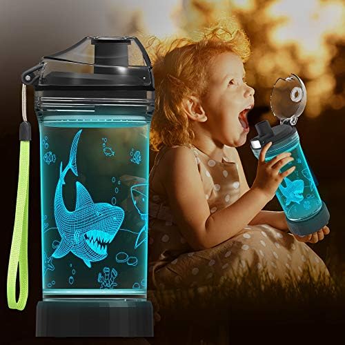 Подарък Lightzz под формата на коне за момичета, led лампа с Акули, Детска 3D Светещ бутилка за вода с led осветление