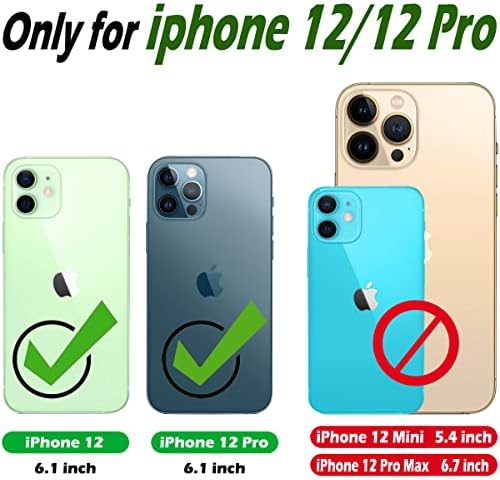 KUXNGUYI е Съвместим с калъф за iPhone 12 / е Съвместим с калъф-портфейл iPhone 12 Pro, флип калъф от изкуствена кожа с притежателите на карти и здрава магнитна стойка за телефон 6,1