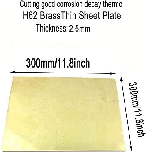 YIWANGO Меден лист фолио H62 Месинг метален Тънък лист Фолио Табела Ролка Метална стойка Рамка с ЦПУ Модел Дебелина 2,5 мм, 1 бр. Месингови плочи Медни листа (Размер: 300 mm x 300