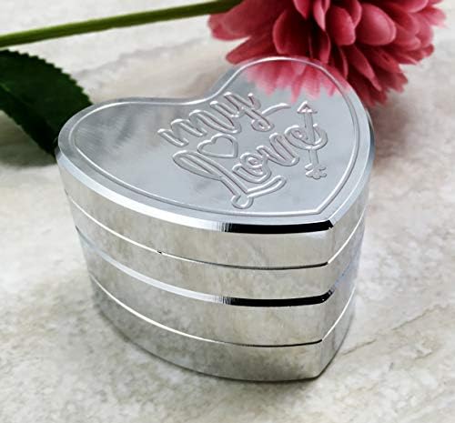 Малка кутийка за пръстени PMF Products във формата на сърце - любов Моя-Алуминий с ръчно полиране-Годеж, Предложение,