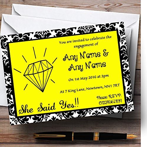 Пощенска картичка Zoo Yellow Diamond Damask Персонални Покани на парти по повод Ангажименти на