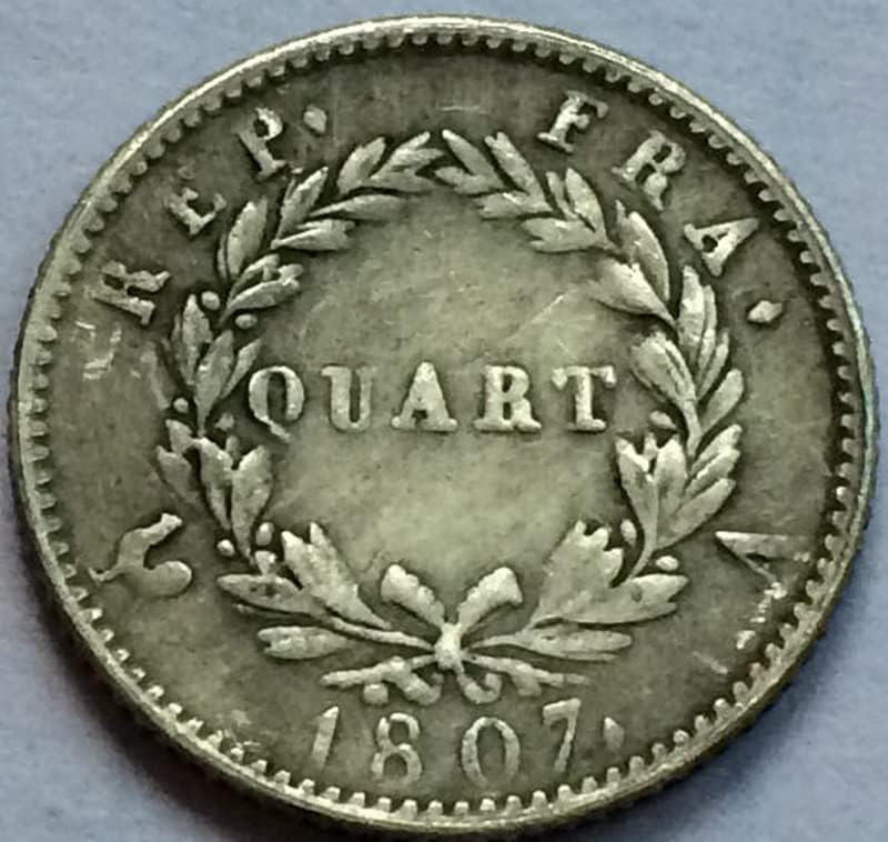 QINGFENG 1807 Френска Монета От Чист Мед С Посеребренным Покритие Антични Сребро Доларова Монета Ръчно изработени Колекция