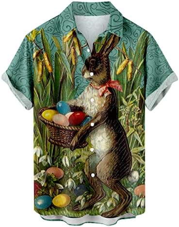 Мъжки Великденски Тениски С Красиви Кроличьими Яйца, Ризи с Графичен Ревера, Топ, Елегантен Пуловер С Къс Ръкав, Ваканция