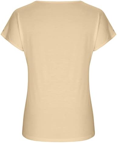 Дамски Ежедневни Обикновена Тениска с кръгло деколте, Модни Дантелени Удобни Блузи С Къс ръкав, Потници