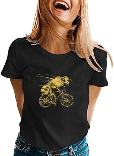 Върховете Y2k с принтом Пчелите за жени, Лятна Риза с къс ръкав за Фестивала на Пчелите, Свободна Тениска с кръгло деколте,