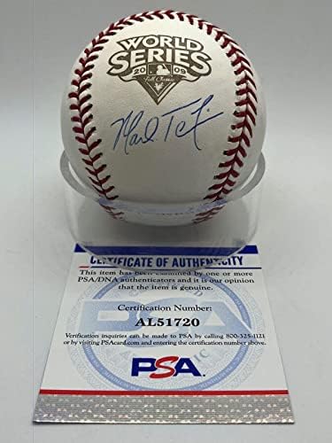 Марк Тейшейра Рейнджърс Подписа Автограф на 2009 World Series Baseball PSA DNA - Бейзболни топки с Автографи