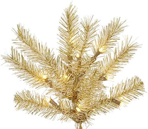 Изкуствена Коледна Елха Vickerman 6,5 от бяло злато Мишуры, Мини-Лампа с нажежаема Жичка с Прозрачна твърда черупка -