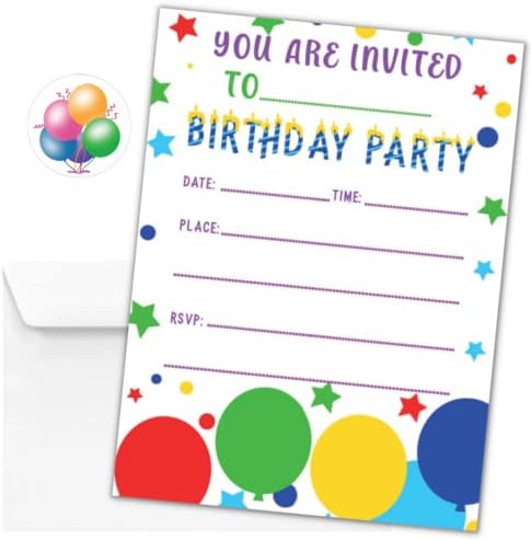 Шапка Acrobat 30 Детски Покани за рожден Ден с Конвертами и стикери - Покани за парти за момичета - Покани за рожден