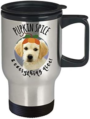Пътна чаша за кучета Pupkin spice, Чаша за кафе лате Pupkin spice, Чаша за кученца, Пътна кафеена чаша за златист Ретривър,