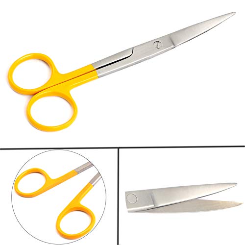 Работни ножици G. S 2 БР.- Остри/Sharp - 5 1/2 с права и извита цветен дръжка (жълт)