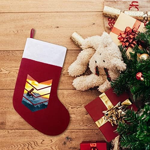 Геометричен Възходящ Сърфист Коледен Отглеждане на Коледна Елха Окачени Чорапи За Камината, с Къси Плюшени Белезници