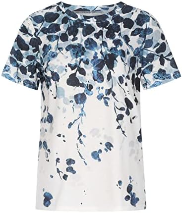 Есенно Лятна Блуза, Тениска за Жени С Къс Ръкав 2023 Памук Кръгла Деколте Лодка Графичен Принт на Цветя Обяд Топ TM