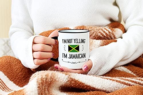 Каситика с ямайскими подаръци. Не крещя, че съм ямайски керамични кафеена чаша с обем 11 грама. Идея за подарък За мъже / жени, Гордящихся Ямайкой, С участието на харта