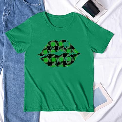 Дамски Ризи с къс ръкав, Тениска с Кръгло деколте в Деня на Св. Патрик, Свободни Ежедневни Тениски С принтом Сърцето