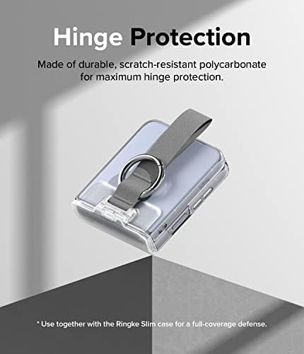 Капачка панта Ringke [Защита на пантите + каишка], съвместима с Samsung Galaxy Z Flip 4 5G, с минимален Прозрачен трудно противоударным аксесоар за пантите - Тъмно сив